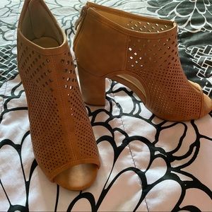 Faux Suede Open Toe Booties